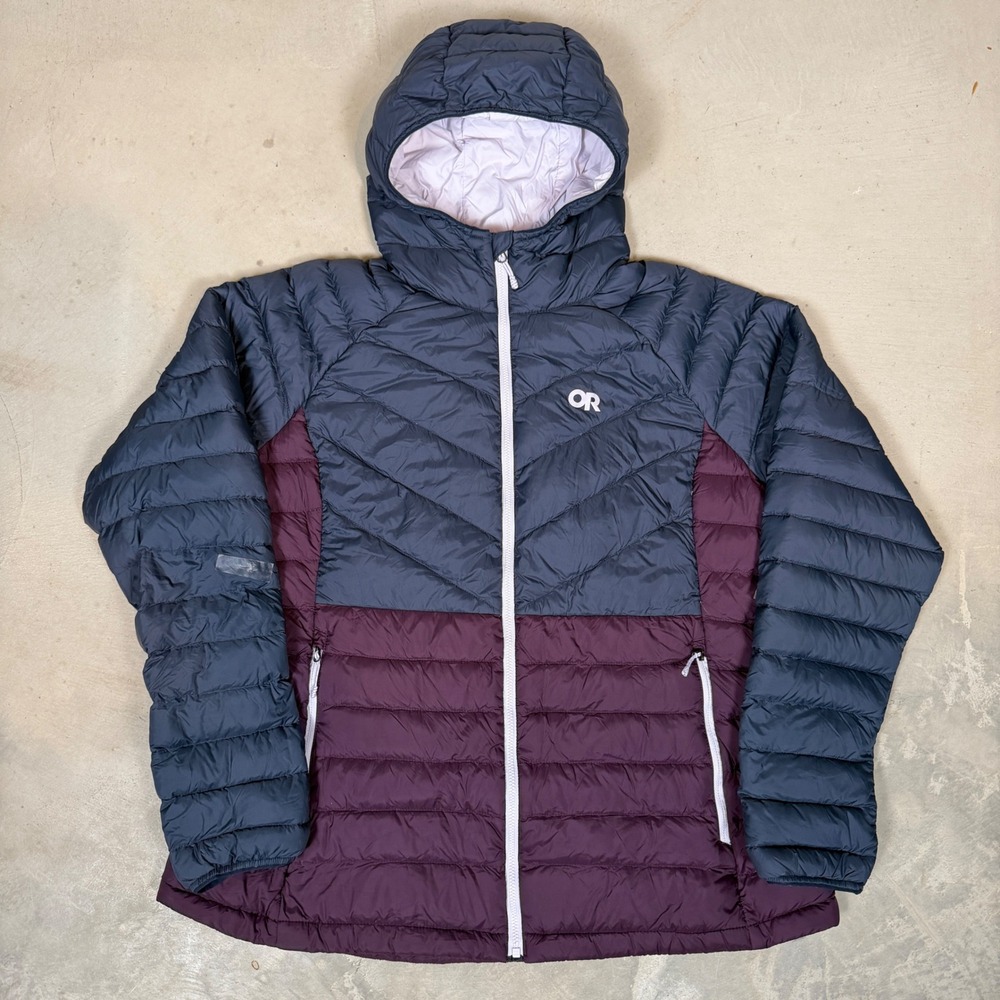 Outdoor Research Transcendent Down Hoodie Navy Plum Purple XL 322102